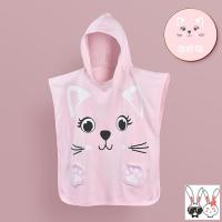 小猫斗篷[120×60cm,适合身高 小孩浴巾可穿可裹儿童专用大童游泳以的男式套头戴帽子连夏天速干