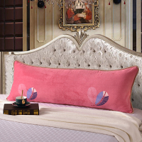 彩色羽毛-粉 牛奶绒 43cmx100cm 高密水晶绒保暖双人长枕套情侣加长枕芯套加厚防静电法兰绒枕头套