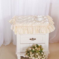 靓丽简易-米色 40*40床头柜可用 全包夹棉绗缝床头柜罩加厚蕾丝柜子盖巾盖布欧式皮柜套防尘罩台布