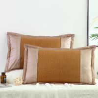202咖(一对装)枕套 48*74cm 夏季冰丝枕头套双面夏天凉爽凉席枕套单人枕席成人藤枕芯套一对装