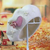 白色(爱心款) 1一3岁虚岁 43-46CM左右头围 1-3-5岁女童春秋冬花朵帽子洋气儿童可爱宝宝保暖羊毛贝雷帽小童