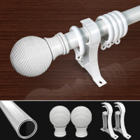 特厚(象牙白)单杆 1.0米(含杆头总长)整根发货 特厚窗帘杆单双支架子轨道顶装客厅卧室现代加厚罗马杆黑白灰色