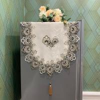 B98沙驼灰 50*150cm(冰箱巾) 欧式冰箱盖布双开门防尘布双门轻奢防尘罩单开门蕾丝帘遮尘盖巾