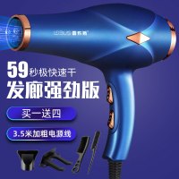 宝石蓝[发廊强劲大风力-2.5线]送四 理发店电吹风机家用大功率负离子护发风筒吹风机速干发廊强风