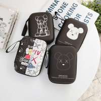 黑底线条捂脸kwas[方形收纳包](长13.5,宽9.5) 潮牌时尚收纳盒手机充电器创意保护套零钱袋子有线数据线便携in