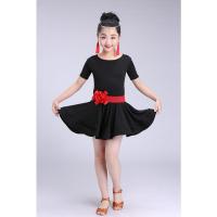 黑色 100cm 儿童拉丁舞连衣裙小学生拉丁舞练功服考级比赛舞蹈服芭蕾舞蹈服装