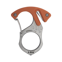 SK046GJ橙色 三刃木钛合金多功能钥匙扣随身小工具挂扣汽车破窗指虎钥匙扣