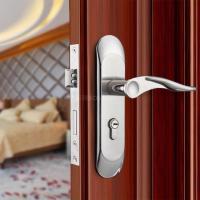 拉丝银 35-45MM 通用型 带钥匙 实木门锁室内卧室房家用静音通用型黑色卫生间门把手现代锁具套装