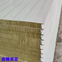 白色 岩棉夹芯板直销防火板彩钢板泡沫瓦楞板围挡隔墙活动板房外墙保温