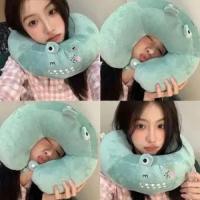绿色小怪兽U型枕 雪莉玫u型枕唐老鸭U型枕连帽靠枕U形枕头坐车枕头星黛露午睡神器