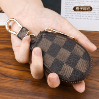 啡色格子 钥匙包女士韩国可爱多功能迷你简约大容量男士拉链家用汽车锁匙扣