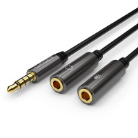 一分二 分成耳机+麦克风-0.3米 其他长度 秋叶原 3.5mm音频线一分二耳机麦克风延长线电脑手机双插头一对公两母转换