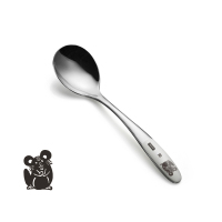 中号鼠(1支/304钢) 304不锈钢勺子家用儿童小餐勺吃饭勺女可爱圆汤勺长柄调羹铁汤匙