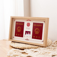 原木色/红金 其他尺寸 床头结婚相框结婚登记照相框摆台简约木纹婚姻证件婚纱照可洗结婚