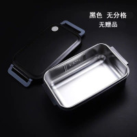 黑色 无分格 无赠品 学生上班族饭盒304不锈钢食堂带盖分格便当盒可加热分隔型午餐盒