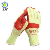 桔红色(1打12双) L 东涛6002/6003浸涂胶片劳保手套高弹性耐磨细纱胶线贴胶手套软胶