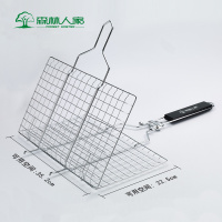 森林人家便携折叠烤鱼夹子户外烧烤夹类不锈钢烧烤夹板网工具配件