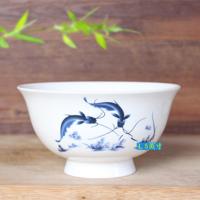 4.5英寸高脚饭碗(6个一套) 留言清楚要的图案 景德镇高档骨质瓷4.5英寸高脚碗玲珑青花瓷陶瓷碗家用饭碗米饭碗