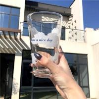 云朵单杯(450ml) 女夏玻璃水杯带盖吸管透明高颜值学生大容量办公室咖啡杯耐高温