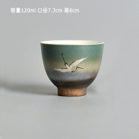 瑞鹤俯冲图 手绘茶杯陶瓷家用品茗杯主人杯单杯个人杯功夫小喝茶杯创意品茶杯