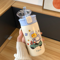 星空熊系列-白色-350ml 送杯刷 高颜值杯子女可爱带吸管保温杯学生便携小巧304不锈钢儿童水杯ins