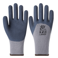创信玄武岩L459灰色 10双 L 创信L459手套劳保耐磨工作乳胶橡胶冬天加厚保暖加绒冬季防寒防水
