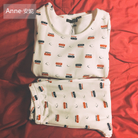 小火车图案 S 建议体重90斤以下 保暖内衣套装女防寒可爱卡通高中学生打底棉毛衫秋衣秋裤加绒加厚