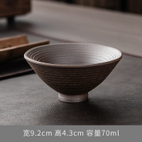 无釉茶杯(斗笠杯)70ml 无釉粗陶品茗茶杯日式功夫主人杯 老岩泥个人杯复古手工斗笠单杯