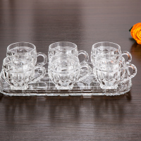 白色(6个杯一个盘) 6杯1盘玻璃茶具套装家用结婚防爆凉水茶壶耐热高温水杯水具套装