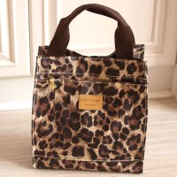 豹纹棕色 卡通防水牛津布便当包饭盒袋百搭手提袋学生上班族饭盒手提包时尚