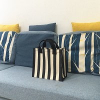 黑宽[短带+按扣]中号 饭盒袋手提便当包帆布袋日式妈咪包大号大容量防水买菜购物野餐袋