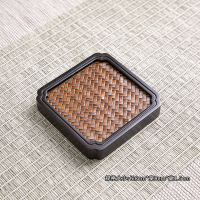 竹编茶盘正方款8*8cm 竹编茶盘茶道壶承干泡台竹茶盘重竹席面宋席禅意壶垫