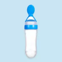 圆底-蓝色 米糊勺奶瓶婴儿宝宝勺子喂食器奶瓶挤压硅胶喂米粉米糊奶瓶奶神器