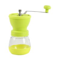手摇磨豆机(柠檬绿) 小型手磨咖啡机家用热卖可水洗玻璃磨豆机便携式手摇咖啡豆研磨机