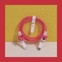 DIY(粉简易 草莓熊头屁)30# 卡通造型~童趣十足~~苹果12数据线保护套 20w手机充电器头11快充