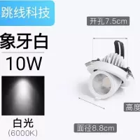 雅致黑 10w 白光 开孔7.5cm COB象鼻灯led洗墙射灯嵌入式天花灯家用客厅筒灯店铺商用可调角度