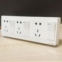 明装右交叉三开十五孔插座 锦迈明装左中右交叉三开开关带15孔插座分别控制明线盒三开十五孔