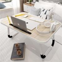 升级—苹果木(防滑+卡槽+笔孔 床上电脑桌大学生宿舍上铺懒人可折叠小桌子家用寝室简约学习书桌