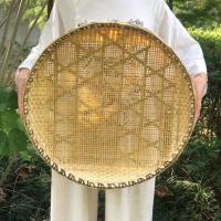 精编(直径52厘米)粗孔孔径3毫米 竹编簸箕圆形筲箕竹筛子晒东西竹筐农家竹制品收纳筐家用圆筐篮
