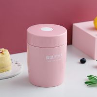 粉色保温盅 双层保温饭盒塑料便当盒大容量手提饭盒防烫保温菜盒圆厚提锅午餐