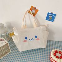 白色[无毛绒耳朵] 可爱帆布手提包包女玉桂狗日系卡通少女单肩包ins毛绒百搭斜挎包