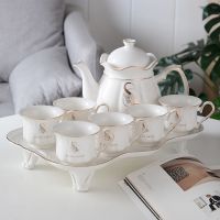 1壶6杯1高脚盘(A款) 简欧陶瓷水具套装客厅喝水杯子套装冷水壶8件套家用陶瓷茶具