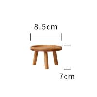 本色 直径6厘米楠竹制品4个装 桌摆落地实木底座花架花托托水盘奇石摆件简约客厅室内办公室