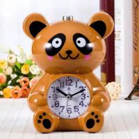 AS96棕色 说话+铃声+夜灯+贪睡 闹钟创意卡通可爱会说话双闹铃贪睡学生儿童闹表造型懒人床头时钟