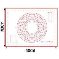 红色40*50cm(无赠品) 大号防滑硅胶揉面垫子铂金擀面硅胶垫耐高温烘焙工具和面板案板