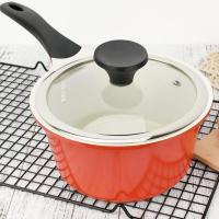 18cm红白奶锅 乐扣乐扣陶瓷奶锅不粘锅小锅婴儿宝宝辅食锅炖加厚电磁炉18CM迷你