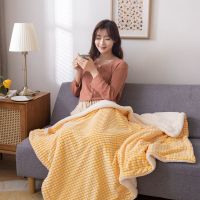 靓丽黄 100x140cm(盖腿披肩1.3斤 加厚双层儿童休闲毯羊羔绒毛毯办公室单人盖腿午休毯披肩法兰绒毯