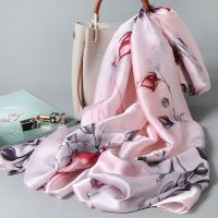 S101粉色 杭州丝绸仿桑蚕丝丝巾女仿真丝印花韩版百搭围巾秋冬披肩围脖春季