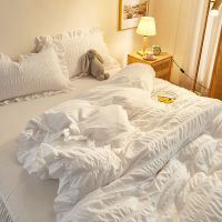 泡芙小姐-白 1.2床单三件套:被套150*200 真爱ins少女心床裙款四件套荷叶边公主风床单学生宿舍三件套