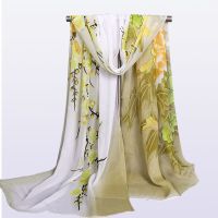 花枝招展 秋冬丝巾桑蚕丝精品围巾女士高档真丝百搭时尚披肩长条洋气丝巾女